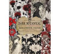 Dark botanical scrapbook paper: Gothic floral red white & black theme. For junk journals, paper crafting, decoupage & more.