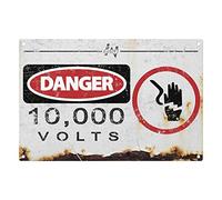 Dark Branches Retro Warning Sign - 10000 Volts Metal Sign, Style Tin 8" X 12" inch