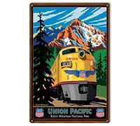 Dark Branches Union Pacific Tin Sign, Union Pacific Reproduction Railroad Metal Sign, 8" X 12" inch Aluminum Sign.