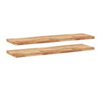 Floating Shelves Wall Storage Shelf 2pcs Oil Finished Solid Wood Acacia vidaXL