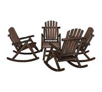 (dark brown, 2x armchair + 2x bench + table) vidaXL Garden Lounge Set Wooden Outdoor Table and Chairs Solid Wood Spruce