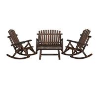 (dark brown, 2x armchair + bench + table) vidaXL Garden Lounge Set Wooden Outdoor Table and Chairs Solid Wood Spruce