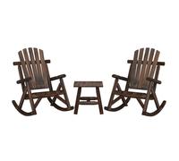 (dark brown, 2x armchair + table) vidaXL Garden Lounge Set Wooden Outdoor Table and Chairs Solid Wood Spruce