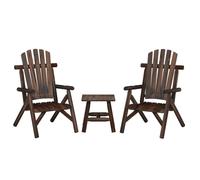 (dark brown, 2x chair + table) vidaXL Garden Lounge Set Wooden Outdoor Table and Chairs Solid Wood Spruce