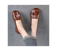(Dark brown, 38) Real soft leather sandals for women 2026 summer new style literary retro versatile toe non-slip large size