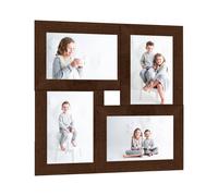 vidaXL Collage Photo Frame for Four 10x15 cm Pictures, Dark Brown MDF, Easy-To-Replace Pictures, Stylish Design for Wall/Table Display