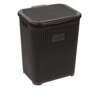 (Dark Brown) 45L Plastic Laundry Basket Dirty Clothes Washing Storage Hamper with Handles & Lid