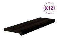(dark brown, 80 x 25 x 2 cm/ 12 pcs) vidaXL Stair Treadss Step Mat Door Mat Tread Mat Untreated Solid Wood Oak