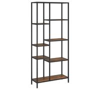 (Dark brown and black, 80 x 30 x 180 cm (W x D x H)) vidaXL Book Shelf Bookcase Storage Rack Organiser Steel and Engineered Wood