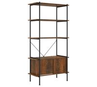 Vidaxl 5-tier Shelving Unit With Cabinet 80X40X163 Cm Steel And Engineered Wood, Brown