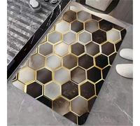Dark Brown And Gold Hexagonal Barrier Mat Washable Door Mats Dirt Trapper Bath Rug For Patios Entryway Bathroom 40X60 Cm