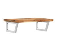 (dark brown and white, 100 x 50 x 4 cm) vidaXL Basin Shelf Wall Mounted Bathroom Countertop Steel & Solid Wood Acacia