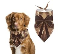 Dark Brown Bow Dog Bandana Triangle Dog Scarf Washable Polyester Dog Bibs Cute Pet Bandana for Medium Large Dogs Puppy and Cats