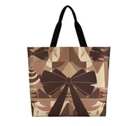 Dark Brown Bow Women Tote Bag Large Casual Shoulder Bag Reusable Grocery Bag Fasion Handbag for Office Shopping Travel