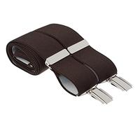 Dark Brown Braces for Men - Quality 35mm Wide Plain Mens X Shape Suit Trouser Braces Suspenders With Strong Silver Colour Clips Available in XL XXL Extra Long (Standard - 44 Inches Long, Dark Brown)