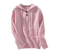 Dark Brown Cardigans for Women UK Cardigan European and American Solid Color Mid Length Coarse Sweater Sweater Women Black Wool Cardigan Women (Pink, M)