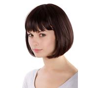Dark Brown Chin-Length Bob Straight Bangs Wig Women MA017-2T33 25cm