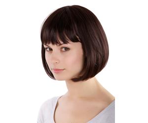 Dark Brown Chin-Length Bob Straight Bangs Wig Women MA017-2T33 25cm