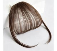 Dark Brown Clip-In Wispy Fringe Hair Extension - Face Framing Front Hairpiece with Temples - Matte Synthetic Fibre for Instant Styling - Seamless Invisible Hairline, Thinning Hair & Daily Wear