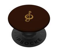 Dark Brown Deep Music Treble Clef PopSockets Adhesive PopGrip