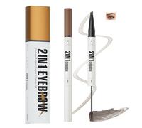 Dark Brown Eyebrow Pencil And Brow Pen, 2-In-1, 4-Prong Tip, 1-Piece | Tint Wand With Spiral Applicator, Distributes Colour For Daily Make-Up, Shaping, Filling, Grooming And Touch-Ups