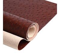 Dark Brown Faux Leather Ostrich Fabric: Vinyl Upholstery Leather for Handcrafts, DIY, Tooling, Sewing, Hobby Workshops, Crafting Wallets. Square, 1.0mm Thickness, 54" Wide(Pre-Cut 36"x54")