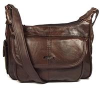 Dark Brown Genuine Real Leather Ladies Medium Handbag Long Strap, Cross the Body, Messenger Bag.