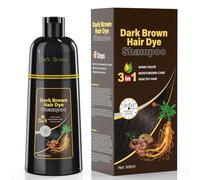 Dark Brown Hair Dye Shampoo 3-in-1 for Men & Women, 500ml Semi-Permanent Herbal Formula, Grey Hair Coverage, Gentle & Moisturising, Lasts Up to 30 Days