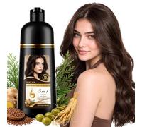 Dark Brown Hair Dye Shampoo 5 In 1, 100% Gray Hair Coverage, Instant Dye Shampoo For Wome Men, Herbal Ingredients Hair Care Colour Shampoos, Long Lasting, 500Ml