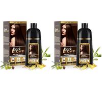Dark Brown Hair Dye Shampoo Permanent for Men&Women, 3-In-1 Shampoo for Treated & Gray Hair Coverage, Lasts 30 Days/500ml/Natural herbal Ingredients (Pack of 2)