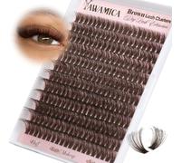 Dark Brown Lash Clusters 80D Fluffy Wispy Volume Cluster Eyelash Extensions D Curl 10-18mm Individual Cluster Lashes 240PCS Brown Eyelash Clusters DIY Lash Extension for Natural Glam Look by Yawamica