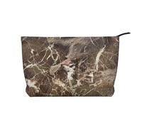 Dark Brown Marble Texture Luxury, Cosmetic Bag Corduroy Makeup Bag Portable Travel Toiletry Bag