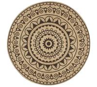 (dark brown pattern, 120 cm) vidaXL Handmade Rug Jute with White Print Floor Carpet Area Rug Floor Mat