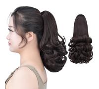 Dark Brown Ponytail Extension,Claw Clip Ponytails 12in Curly 3.8 OZ Fake Hair Extensions Hair pieces SYXLCYGG Wig Girl Synthetic Fluffy& not Tangled