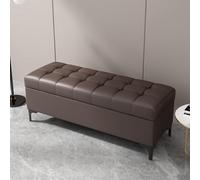 Dark Brown Rectangular Storage Ottoman with Locks - Versatile Footstool & Toy Storage Bench for Living Room Bedroom Entryway End of Bed (80cm/31.4in)