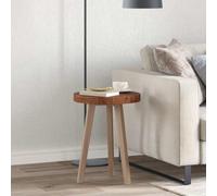 Dark Brown Solid Oak Round Table Ø 40 cm - Modern Design, for Kitchen, Living Room, Balcony, Outdoor Bistro Use.