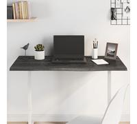 Dark Brown Solid Oak Table Top 100x50x2cm Live Edge Rectangular Slab DIY Worktop