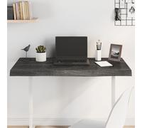 Dark Brown Solid Oak Table Top 100x50x6 cm, Live Edge, Untreated Wood Slab Board