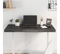 Dark Brown Solid Oak Table Top 100x60x6 cm Live Edge Wood Slab Board Countertop