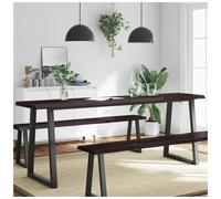 Vidaxl Table Top Dark Brown 200X50X(2-4) Cm Treated Solid Wood Live Edge, Brown