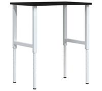 Dark Brown Solid Oak Wood Workbench 80 x 60 x (71.5-98) cm with Powder-Coated Metal Frame Height Adjustable Ideal for Workshop, Garage, DIY, Hobby Room