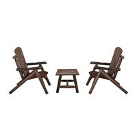 Dark Brown Solid Spruce Garden Lounge Set, 3pc, 69x96x101cm Rocking Bench+Chairs