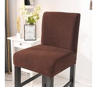 Dark Brown Stretch Dining Chair Covers with Low Back Set of 2 Elastic Slipcovers for Bar Stools Protect & Refresh Your Furniture Easy to Install