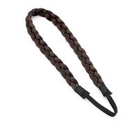 Dark Brown Synthetic Plaited Hair Elastic Headband Platted Hair Band