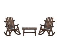 (dark brown, table + 2x armchair) vidaXL Garden Lounge Set Wooden Outdoor Table and Chairs Solid Wood Spruce