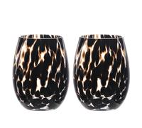 Dark Brown Tortoise Shell Tumbler Glass Set of 2 Hestia Black One Size
