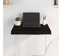Dark Brown Untreated Solid Oak Table Top 60x60x6 cm Live Edge Replacement Board
