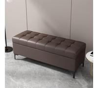 Dark Brown Upholstered Footrest - Rectangular Storage Bench with Soft Close Lid for Bedroom & Living Room - Extra Long Foot Stool (40x40x43cm)