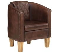 (dark brown) vidaXL Tub Chair Office Single Sofa Armchair Couch Lounge Chair Real Leather