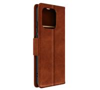 Dark brown Wallet Case in Faux Leather with Video Support for Xiaomi Redmi 12C.